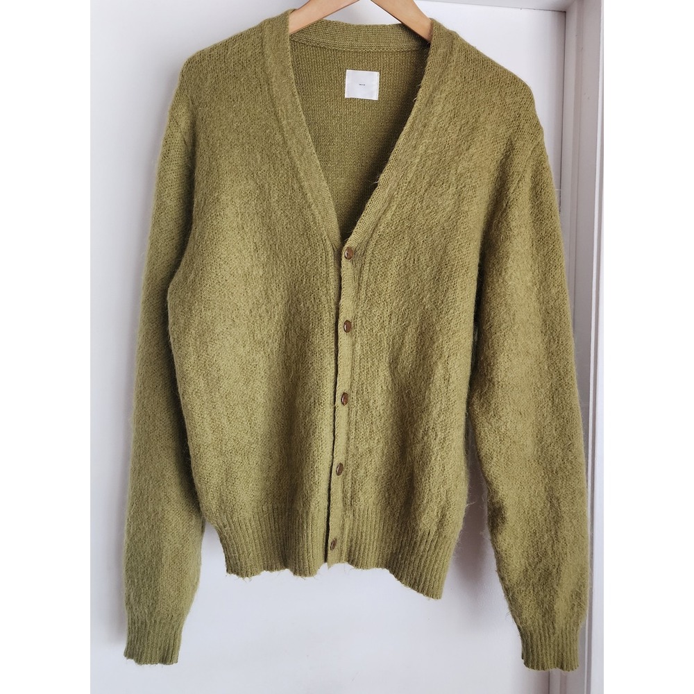 Smock Cardigan XS Green Wool Mohair Blend Sweater Grandpacore Luxury‎